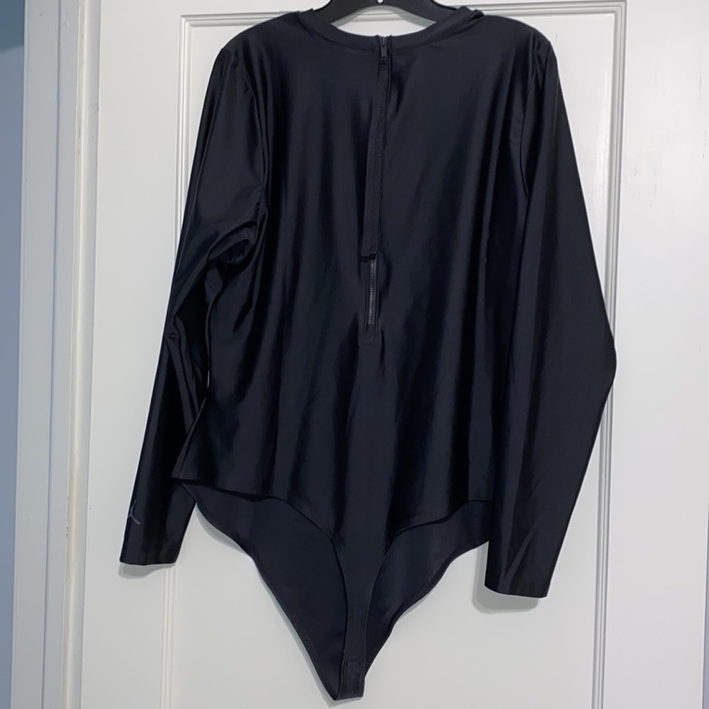 Jordan Black Bodysuit Leotard With Zipper Back and Thong Detail Size 2X - Picture 4 of 9